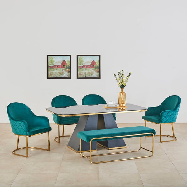 Monarch Glass Top 6-Seater Dining Table