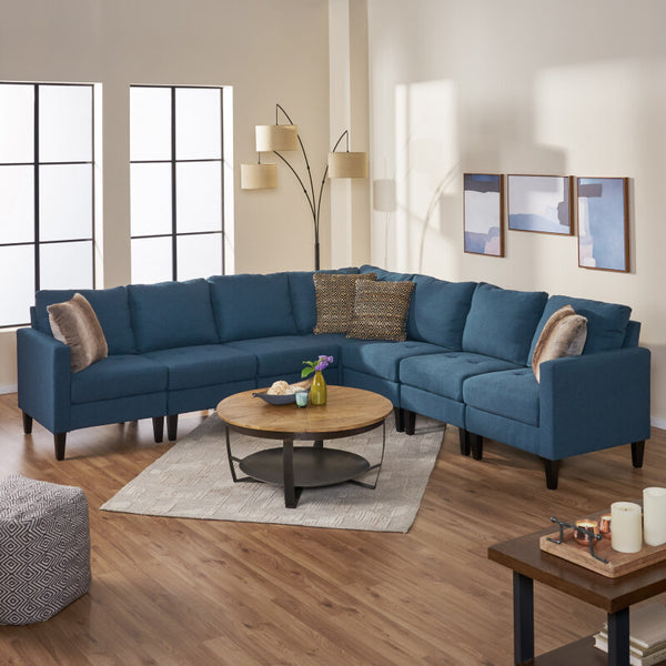 Piece Dark Grey Fabric Sectional Couch