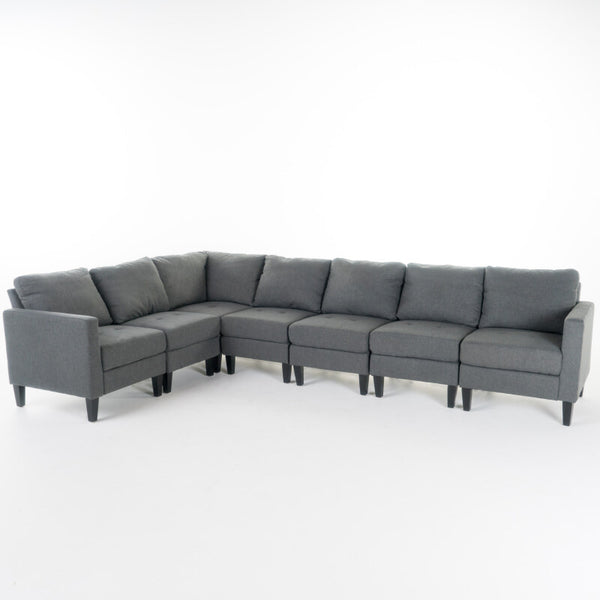 Piece Dark Grey Fabric Sectional Couch