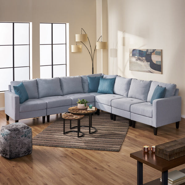 Piece Dark Grey Fabric Sectional Couch