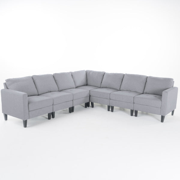 Piece Dark Grey Fabric Sectional Couch