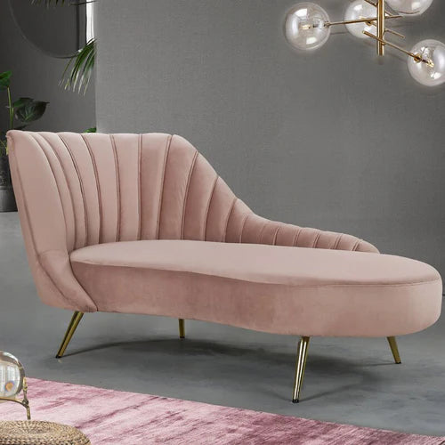 Johnnathon Velvet Left-Arm Chaise Recessed Arms