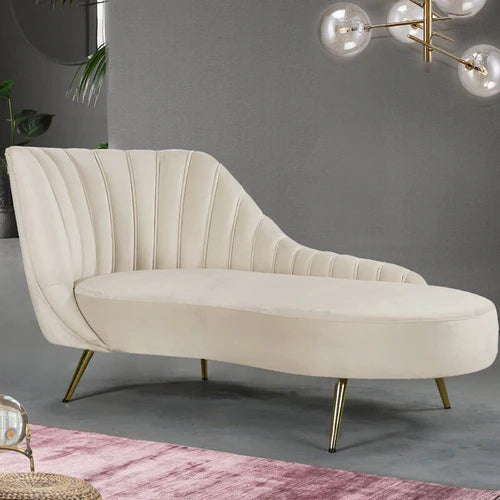 Johnnathon Velvet Left-Arm Chaise Recessed Arms