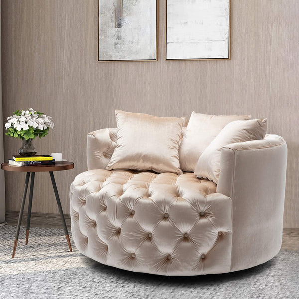 Wide Tufted Swivel Barrel Lounge