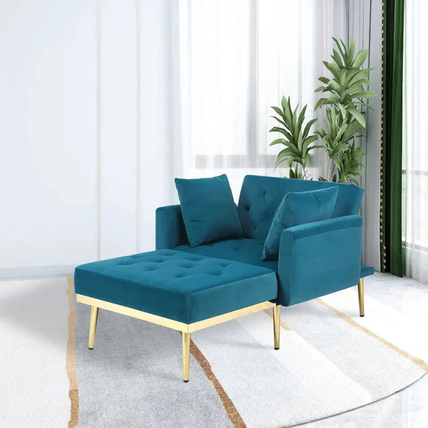 Stylish Tufted Two Arm Flared Arms Reclining Chaise Lounge