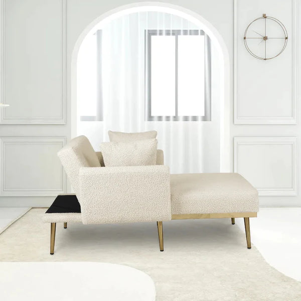 Stylish Tufted Two Arm Flared Arms Reclining Chaise Lounge