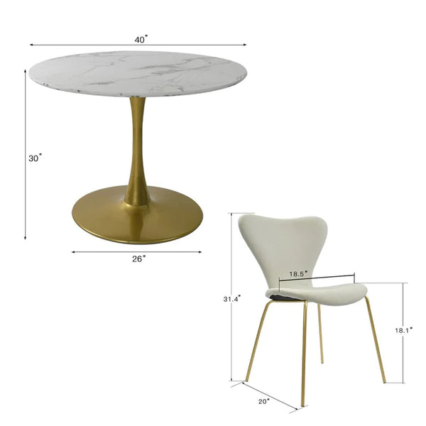 Metal 4 - Blue Golden PlatedDining Set