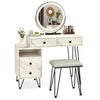 Round Mirror White Dressing Table