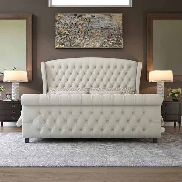 Fallstich Velvet Upholstered Bed