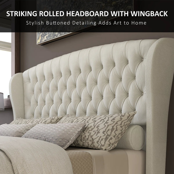 Fallstich Velvet Upholstered Bed