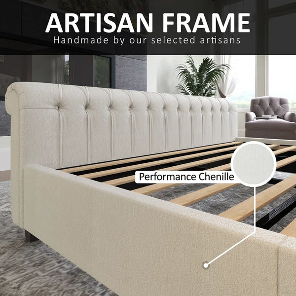 Fallstich Velvet Upholstered Bed