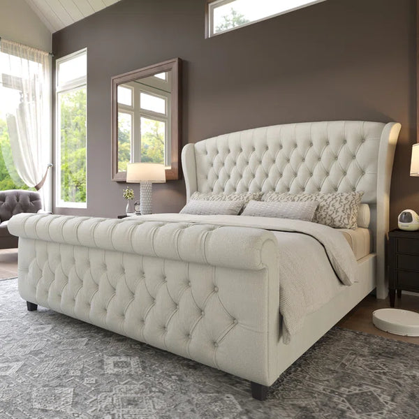 Fallstich Velvet Upholstered Bed
