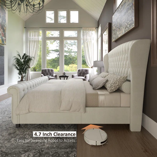 Fallstich Velvet Upholstered Bed