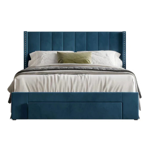 Tipsy Uniline Upholstered Bed With Drawer Storage In Suede