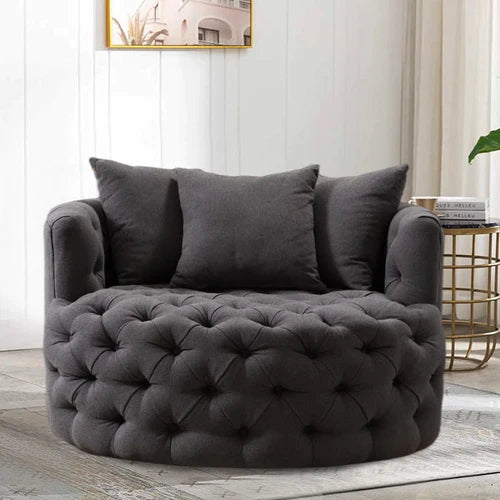 Wide Tufted Swivel Barrel Lounge