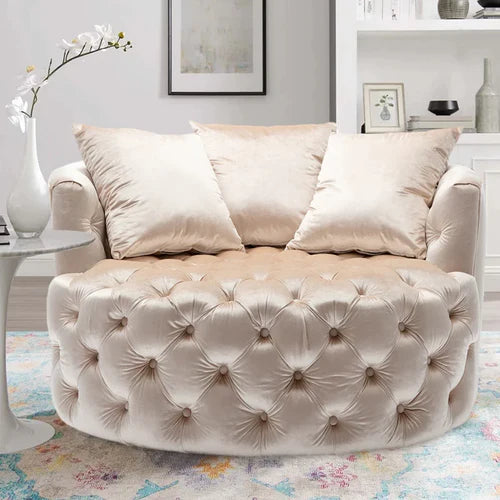 Wide Tufted Swivel Barrel Lounge