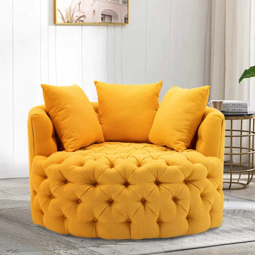 Wide Tufted Swivel Barrel Lounge