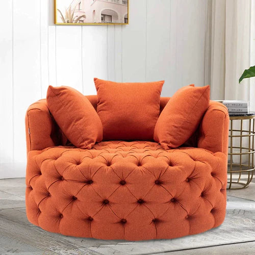 Wide Tufted Swivel Barrel Lounge