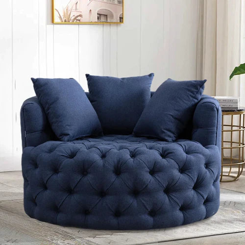 Wide Tufted Swivel Barrel Lounge