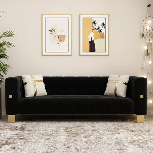 Velvet Square Arm Sofa
