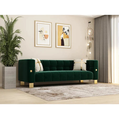 Velvet Square Arm Sofa