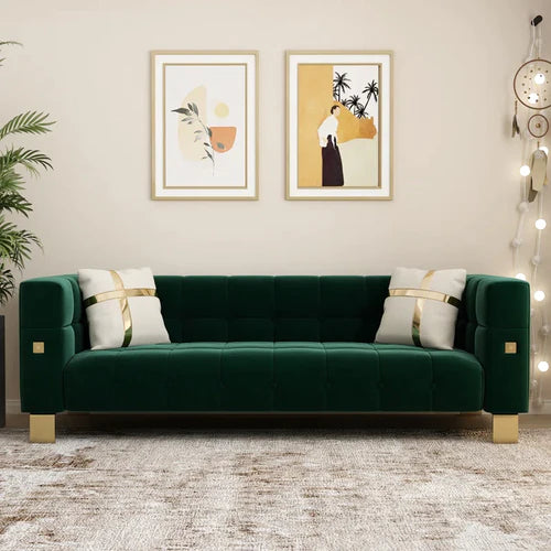 Velvet Square Arm Sofa