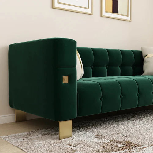 Velvet Square Arm Sofa