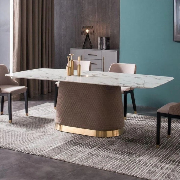 Zig Zag Premium 6 Seater Dining Table In Brown