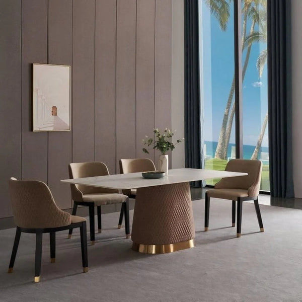 Zig Zag Premium 6 Seater Dining Table In Brown