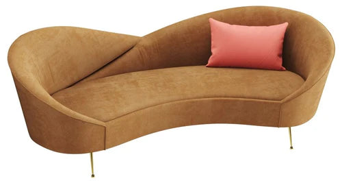 Velvet Round Arm Vintage Style Lounger