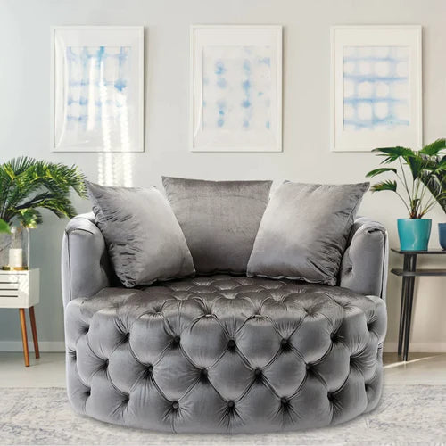 Wide Tufted Swivel Barrel Lounge