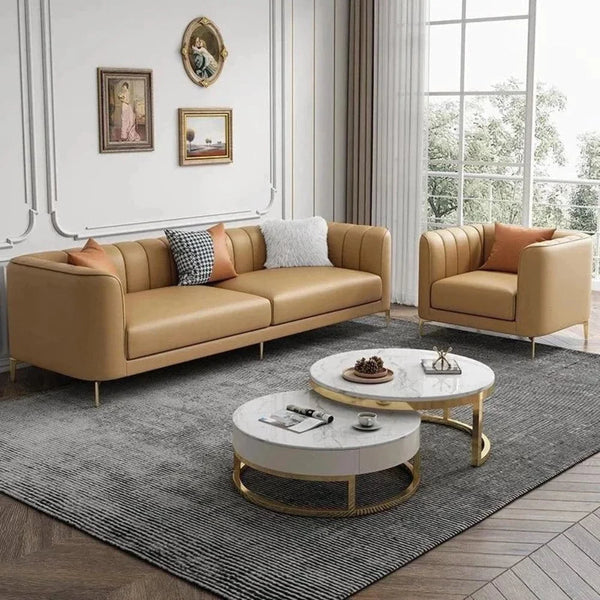 Flex Luxury Straight Line Sofa Set In Leatherette