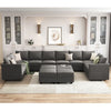 HONBAY Velvet Convertible Modular Sofa Set for Living Room Combination Sectional Couch Sofa