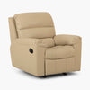 Petals Solid Beige Faux Leather Manual 1-Seater Recliner