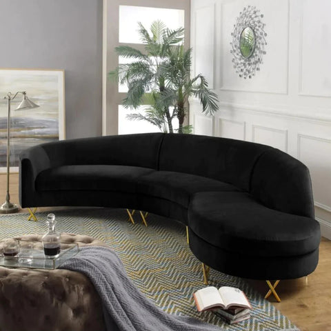 Jackson Luxury Modern Velvet Upholstered Curved Sofa