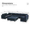 HONBAY Velvet Convertible Modular Sofa Set for Living Room Combination Sectional Couch Sofa