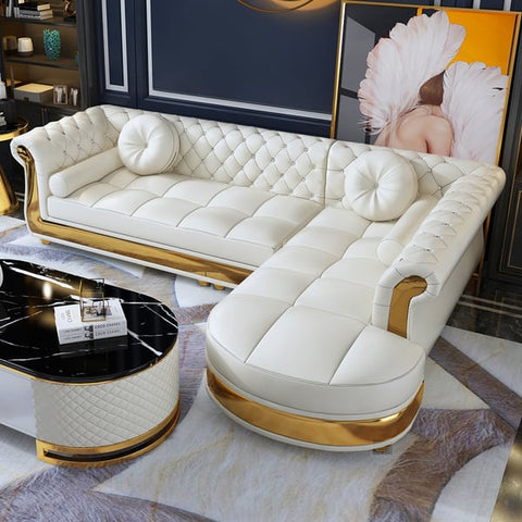 Italian jazzy sectional sofa with glam golden