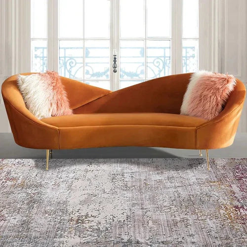 Velvet Round Arm Vintage Style Lounger
