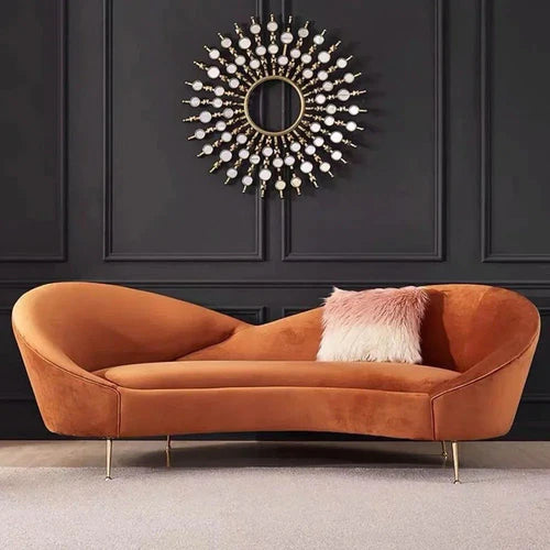 Velvet Round Arm Vintage Style Lounger