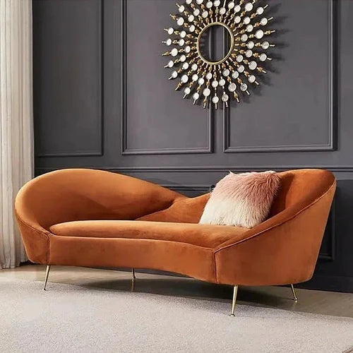 Velvet Round Arm Vintage Style Lounger