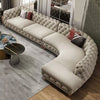 L-Shaped Curved Sectional Sofa Upholstered Velvet Chesterfield Sofas