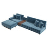 LShaped Blue Modular Sectional Sofa Chaise with Ottoman for Living Room