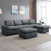 Modular Tufted Lounge Couch Set with Ottomans