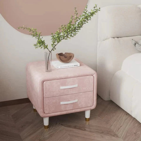 pinkish-bedside-table-with-2-drawers-in-suede