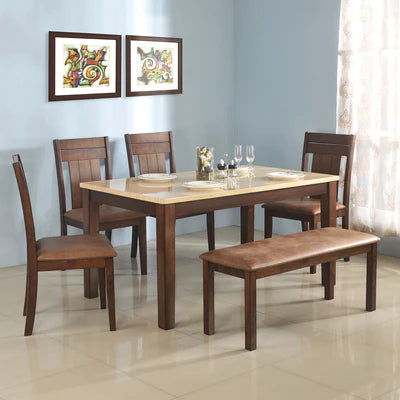 Marble Top Wooden6 Seater Dining Set (607)
