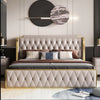 Lavish Vertical tufting leatherette bed