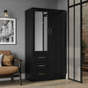 Solid Wood Metro Wardrobe Armoire Mirrored Doors