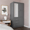 Solid Wood Metro Wardrobe Armoire Mirrored Doors