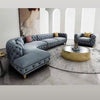 L-Shaped Curved Sectional Sofa Upholstered Velvet Chesterfield Sofas