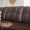 HONBAY Brown Faux Leather L Shape Sectional Sofa Couch